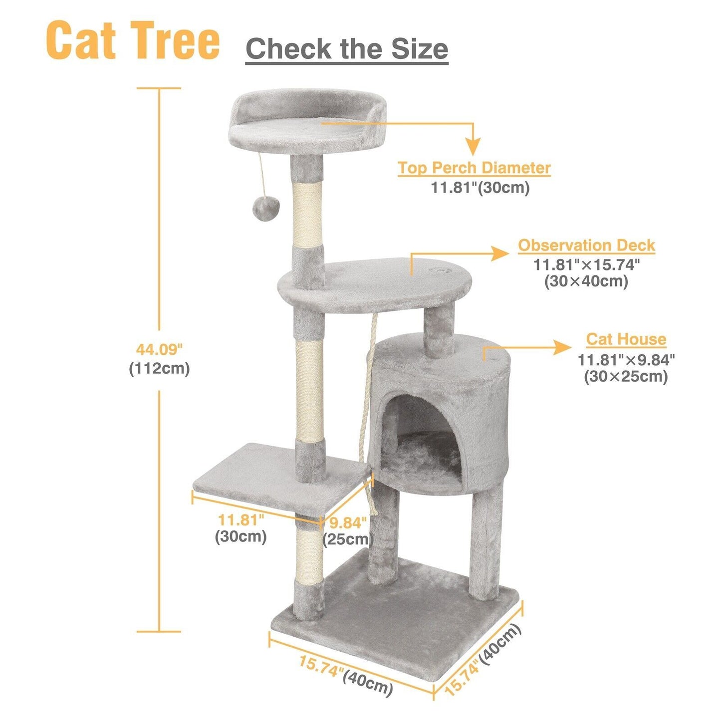 Large 4-story Cat Climbing Frame Cat Scratching Post Kitten Activity Center UK