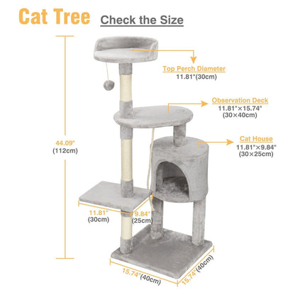 Large 4-story Cat Climbing Frame Cat Scratching Post Kitten Activity Center UK