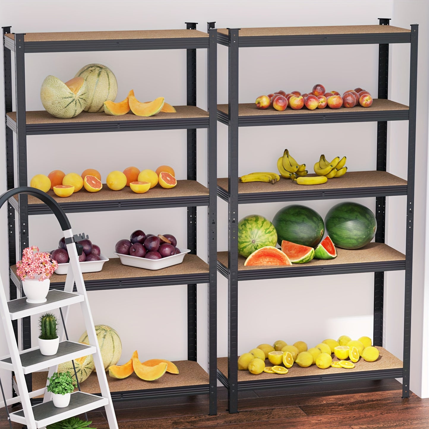 5 Tier Heavy Duty Boltless Metal Shelving Shelves Storage Shelf Garage Racking Storage Garage Shelving Units, Black 150x70×30cm, 175KG Per Shelf, 875KG Capacity Rack Shelves For Workshop, Garage, Kitchen, Bathroom, Warehouse