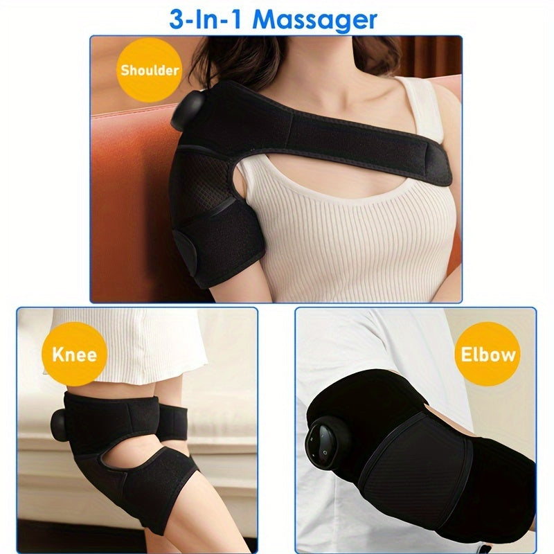 1pc Rechargeable Heated Cordless Knee Massager - Soothing Vibration, Adjustable Heat, And Ergonomic Design For Ultimate Knee Joint Warmth And Care - Christmas Gift For Husband, Wife, Father, And Mother