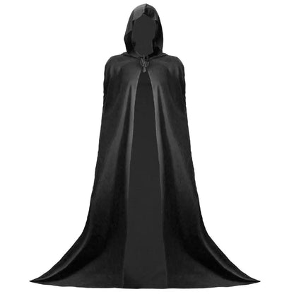 Adults Hooded Black Cape - Halloween Fancy Dress Costume Accessory - Unisex 59 Inches/150 - Traitor Velour Cloak