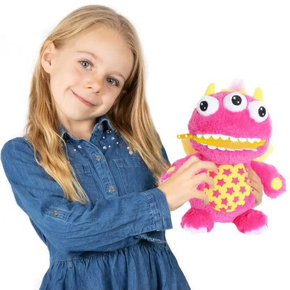 Worry Yummy Monster Soft Toy - 28cm (11") Cuddly Sleep Companion for Kids - Anxiety & Stress Reducing - Pink 'Luna'