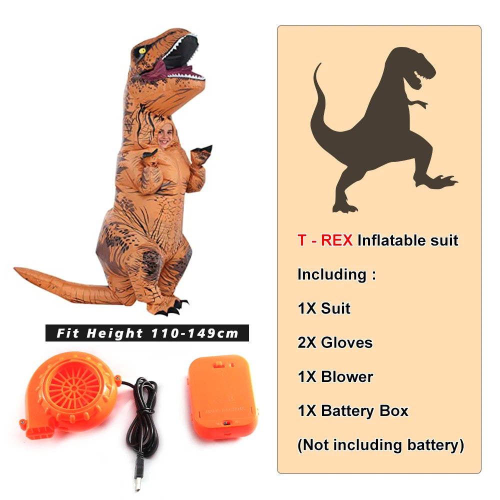 T-rex inflatable uit Tyrannosaurus Dinosaur Costume Child Kids Adult Role-playing Fancy Halloween Mascot Party Apparel