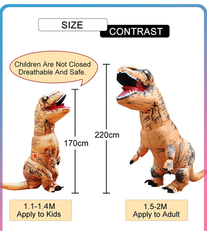 T-rex inflatable uit Tyrannosaurus Dinosaur Costume Child Kids Adult Role-playing Fancy Halloween Mascot Party Apparel