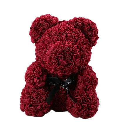 40/25cm Blue Rose Bear Heart Artificial Flower Rose Teddy Bear For Women Valentine's Wedding Birthday Christmas Gift