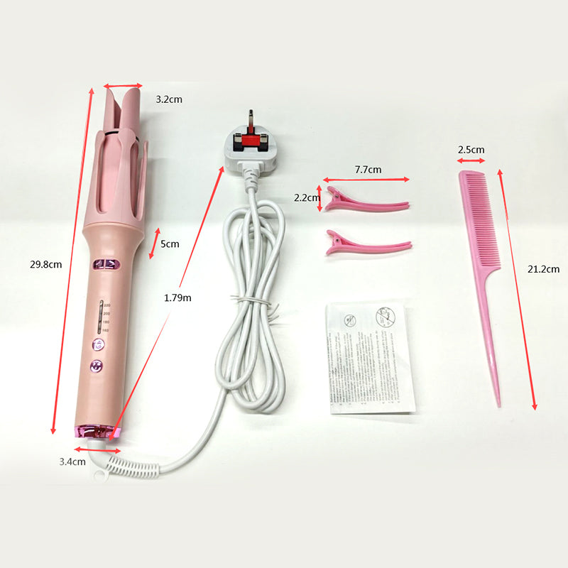 32mm Automatic Hair Curlers Curling Tongs 360 Degree Rotating Curling Wand - Pink