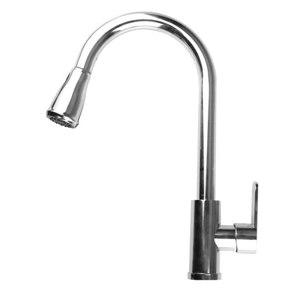 Kitchen Taps Sink Mixer Pull Out Spray Tap Single Faucet - Silver