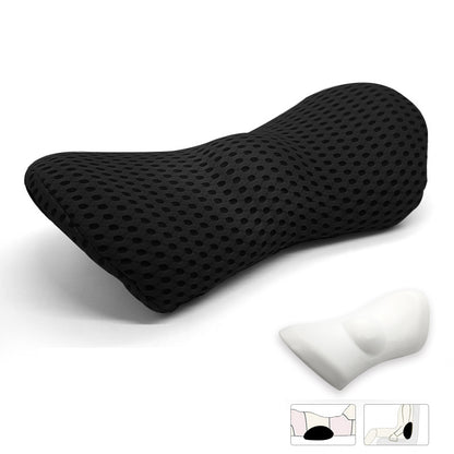 Car Lumbar Support Memory Pillow Chair Cushion for Sleep and Lower Back Relief Pain - Black