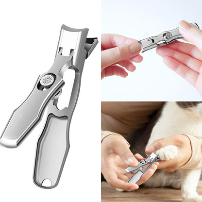 No Splash Fingernail Clipper Wide Jaw Opening Nail Clippers with Nail File and Cuticle Trimmer for Thick Nails Toenail