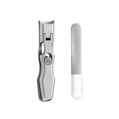 No Splash Fingernail Clipper Wide Jaw Opening Nail Clippers with Nail File and Cuticle Trimmer for Thick Nails Toenail