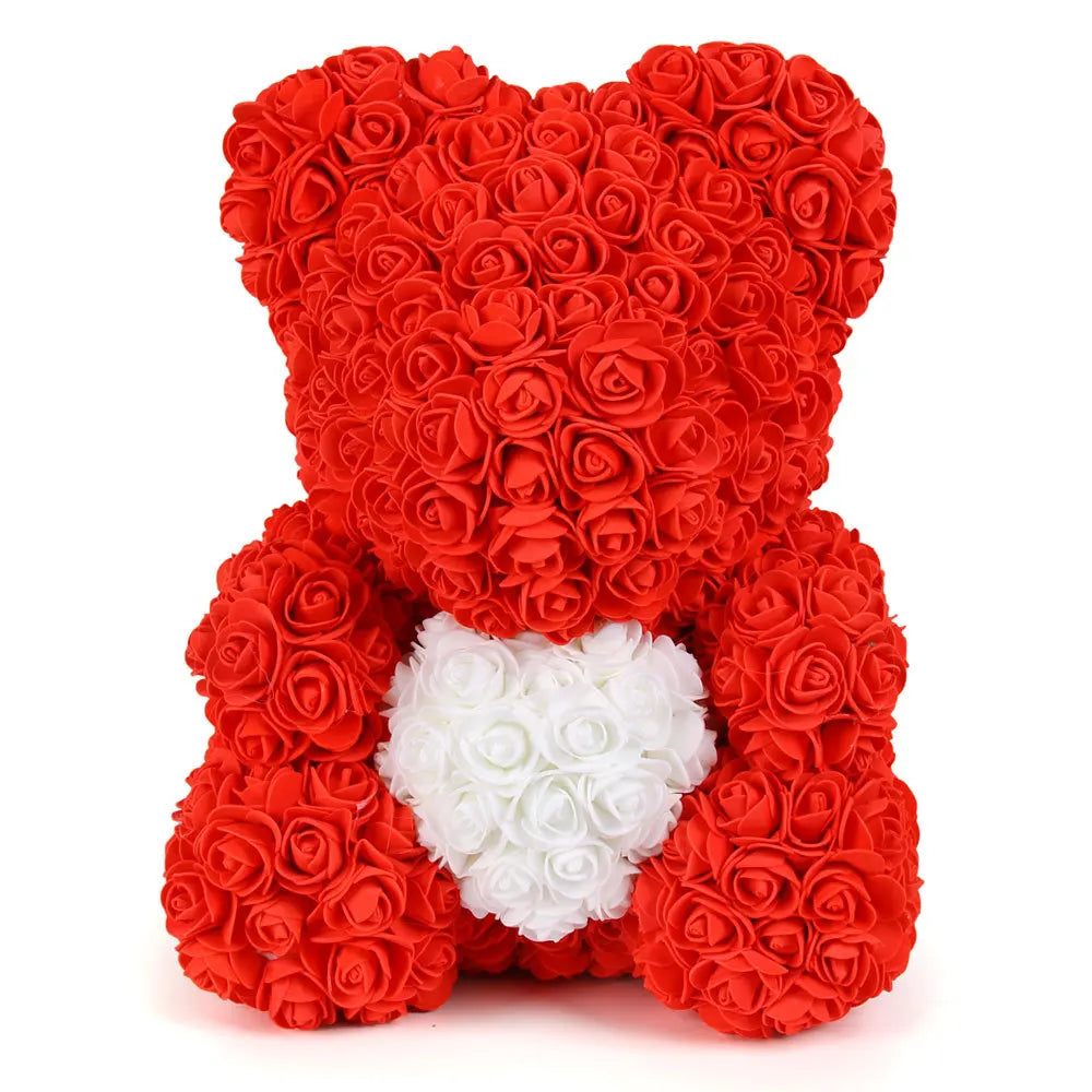 40/25cm Blue Rose Bear Heart Artificial Flower Rose Teddy Bear For Women Valentine's Wedding Birthday Christmas Gift