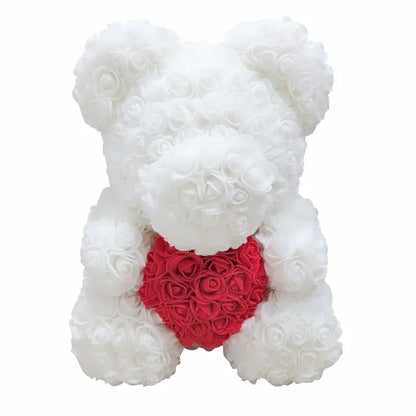 40/25cm Blue Rose Bear Heart Artificial Flower Rose Teddy Bear For Women Valentine's Wedding Birthday Christmas Gift