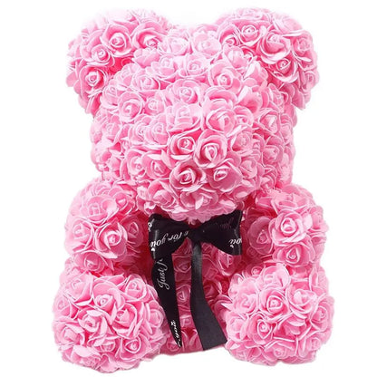 40/25cm Blue Rose Bear Heart Artificial Flower Rose Teddy Bear For Women Valentine's Wedding Birthday Christmas Gift