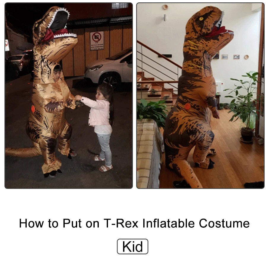 T-rex inflatable uit Tyrannosaurus Dinosaur Costume Child Kids Adult Role-playing Fancy Halloween Mascot Party Apparel