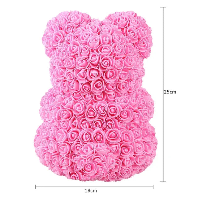 24CM Teddy Rose Bear Artificial Flower Rose of Bear Christmas Decoration for Home Valentines Women Gifts Support Dropshipping