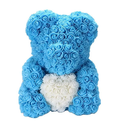 40/25cm Blue Rose Bear Heart Artificial Flower Rose Teddy Bear For Women Valentine's Wedding Birthday Christmas Gift