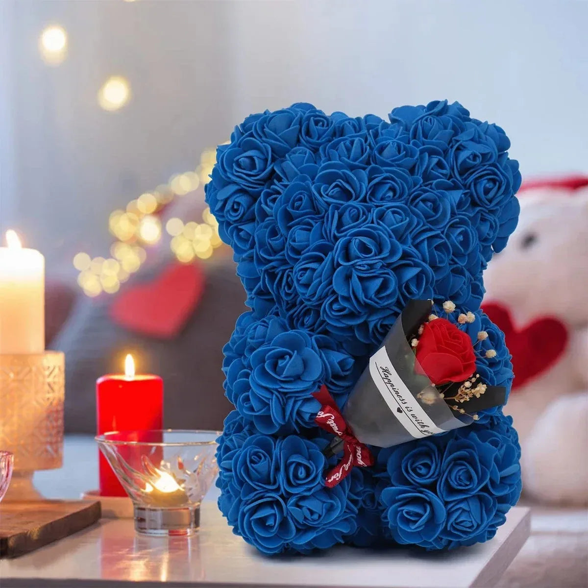 Artificial Rose Teddy Bear Rose Flowers Home Decor Valentine's Day Wedding Decora Anniversary 2024 Happy New Year(without box）