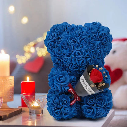 Artificial Rose Teddy Bear Rose Flowers Home Decor Valentine's Day Wedding Decora Anniversary 2024 Happy New Year(without box）