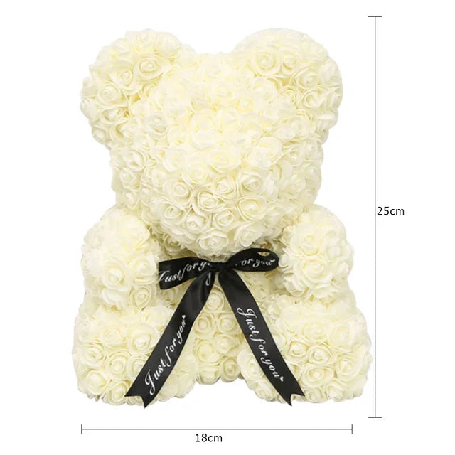 24CM Teddy Rose Bear Artificial Flower Rose of Bear Christmas Decoration for Home Valentines Women Gifts Support Dropshipping