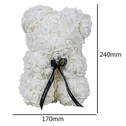 24CM Teddy Rose Bear Artificial Flower Rose of Bear Christmas Decoration for Home Valentines Women Gifts Support Dropshipping