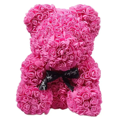 40/25cm Blue Rose Bear Heart Artificial Flower Rose Teddy Bear For Women Valentine's Wedding Birthday Christmas Gift