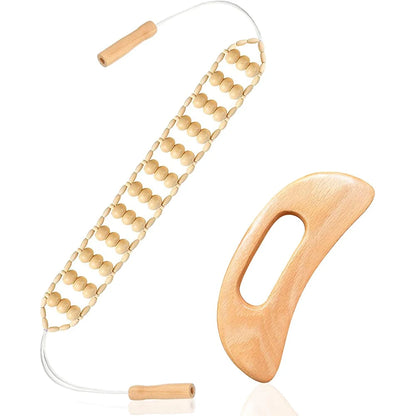 Wood Back Massage Roller Rope Tool