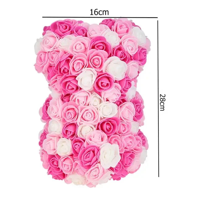 24CM Teddy Rose Bear Artificial Flower Rose of Bear Christmas Decoration for Home Valentines Women Gifts Support Dropshipping