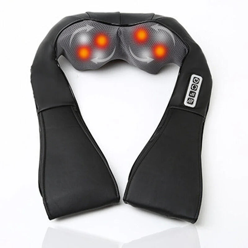 Electric Shiatsu Back Neck Shoulder Massager With Heat Kneading Body Car Home UK