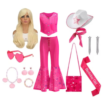 Shiny Toddler Little Girls Barbie Cosplay Costume Girls Barbie Birthday Party Dress Little Girls Fancy Halloween Dress Up