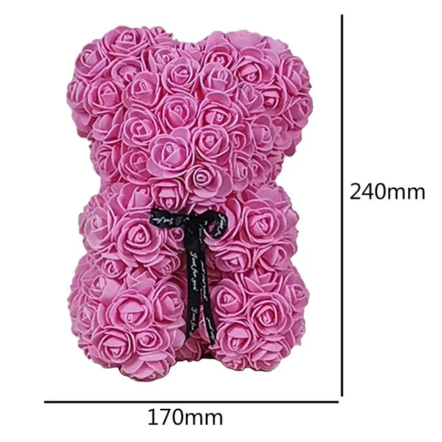 24CM Teddy Rose Bear Artificial Flower Rose of Bear Christmas Decoration for Home Valentines Women Gifts Support Dropshipping