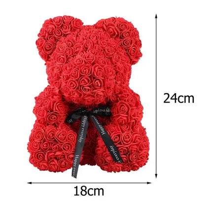 24CM Teddy Rose Bear Artificial Flower Rose of Bear Christmas Decoration for Home Valentines Women Gifts Support Dropshipping