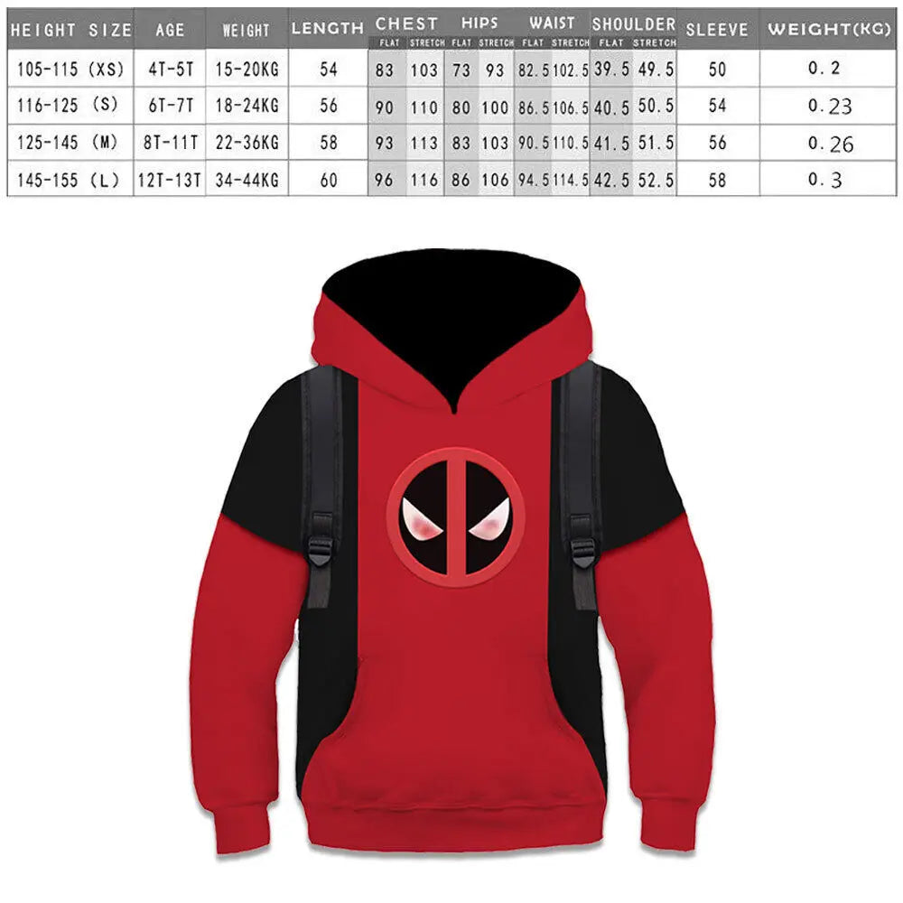 Hot Deadpool Woerine 3D Anime Jumpsuit Cosplay Christmas Kid Bodysuit