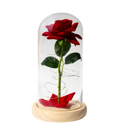 Valentines Day Gift 2024 hot selling high  artificial rose in glass  led Valentines Day Gift Rosas eternas Roses Flores de tela