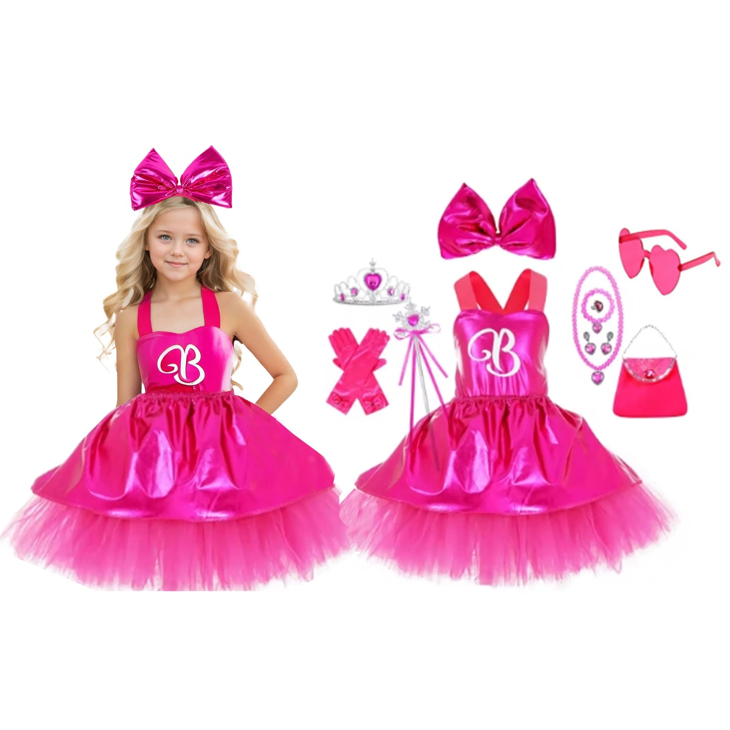 Shiny Toddler Little Girls Barbie Cosplay Costume Girls Barbie Birthday Party Dress Little Girls Fancy Halloween Dress Up