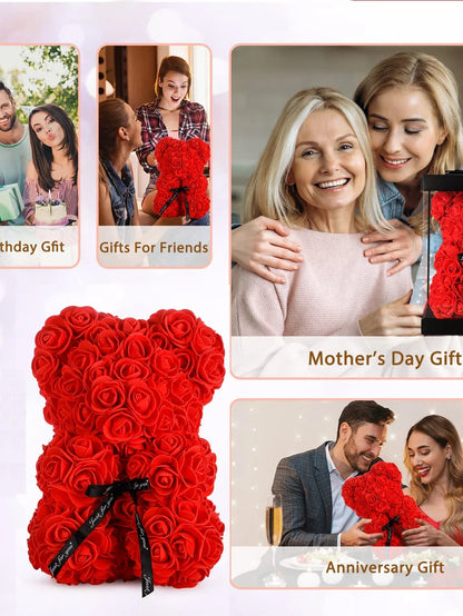 Mothers Day Mom Gifts Girlfriend Birthday Gifts Women Rose Teddy Bear Artificial Flower Anniversary Valentines Day Birthday Gift