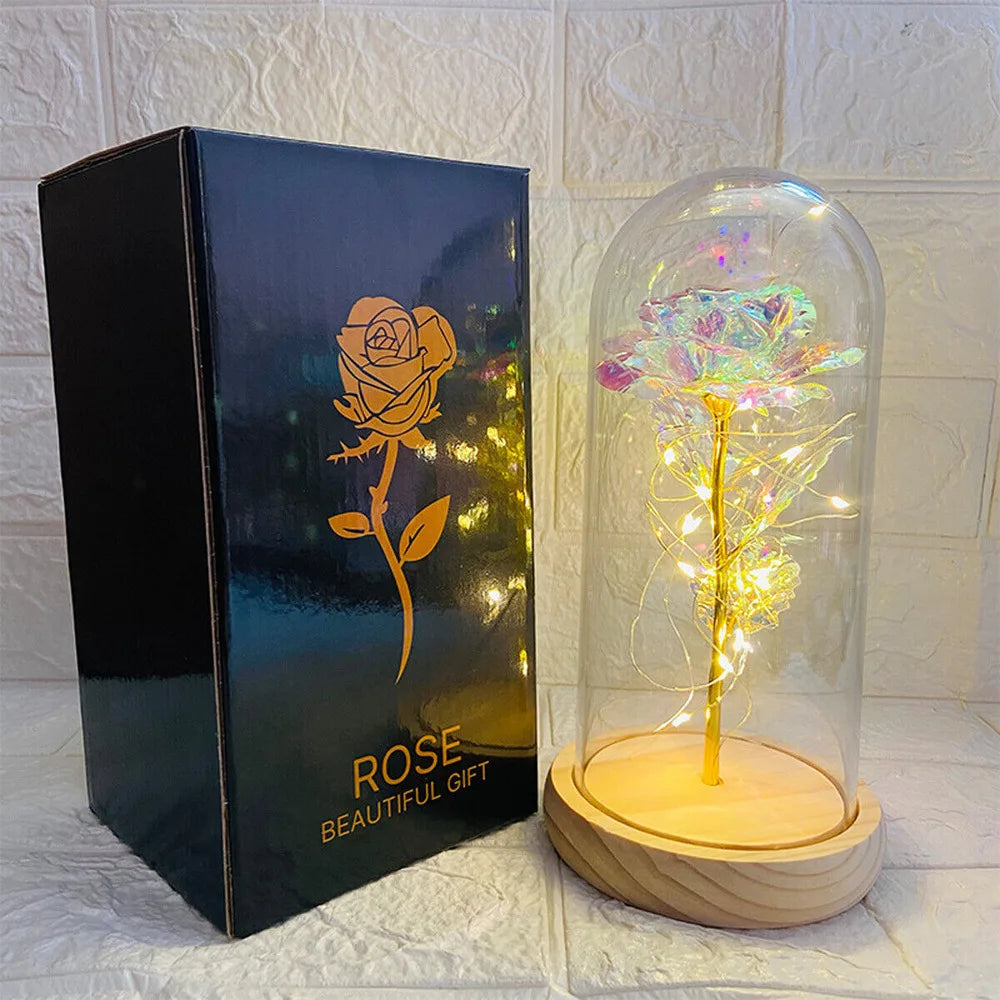 Forever Rose Beauty And The Beast Rose In LED Glass Dome Red Rose Valentine's Day Mother's Day Special Romantic Gift Birthday