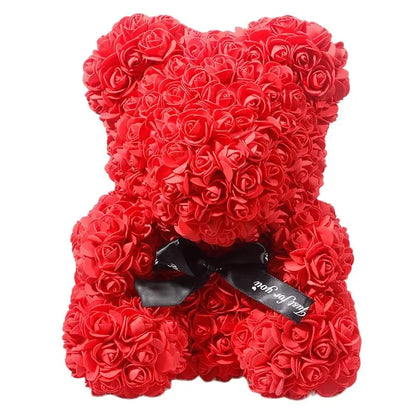 40/25cm Blue Rose Bear Heart Artificial Flower Rose Teddy Bear For Women Valentine's Wedding Birthday Christmas Gift