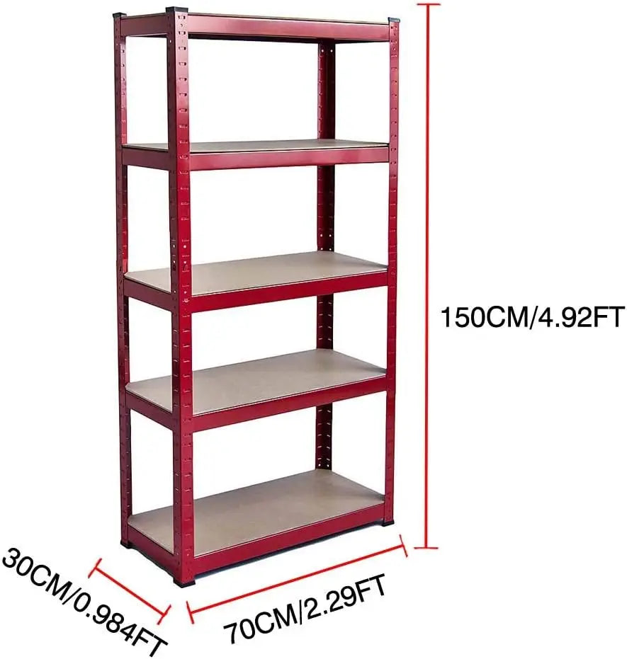 DayPlus Shelving Unit for Garages & Sheds 150x70x30cm Racking Storage Shelves Strong Metal Shelving 5 Tier Boltless Storage Unit