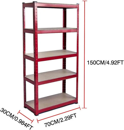 DayPlus Shelving Unit for Garages & Sheds 150x70x30cm Racking Storage Shelves Strong Metal Shelving 5 Tier Boltless Storage Unit