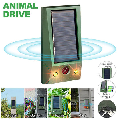 Solar Ultrasonic Garden Dog Cat Fox Pest Scarer Deterrent Repeller UK