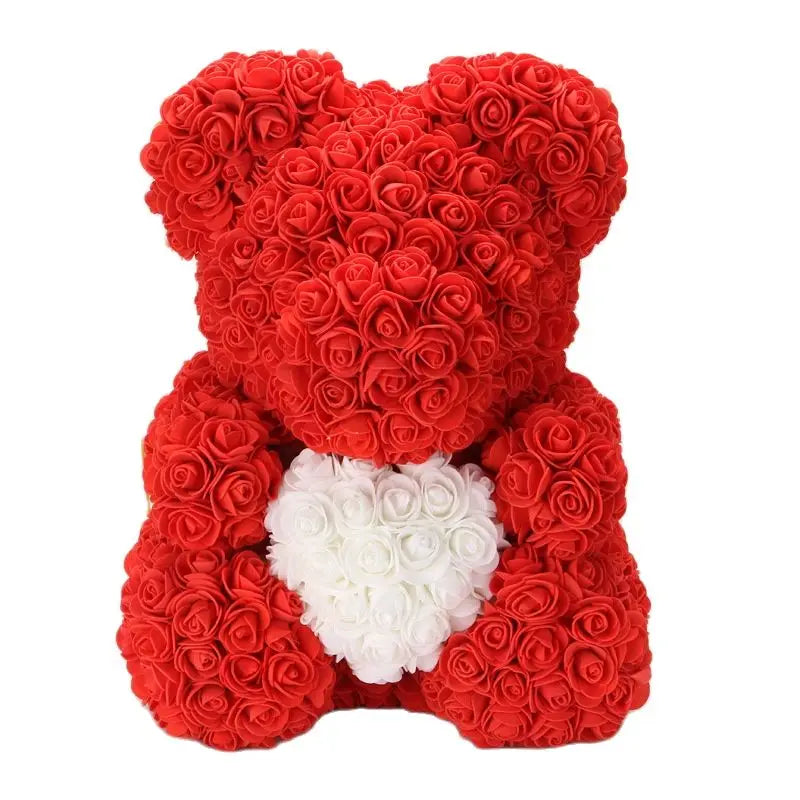 40/25cm Blue Rose Bear Heart Artificial Flower Rose Teddy Bear For Women Valentine's Wedding Birthday Christmas Gift