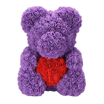 40/25cm Blue Rose Bear Heart Artificial Flower Rose Teddy Bear For Women Valentine's Wedding Birthday Christmas Gift