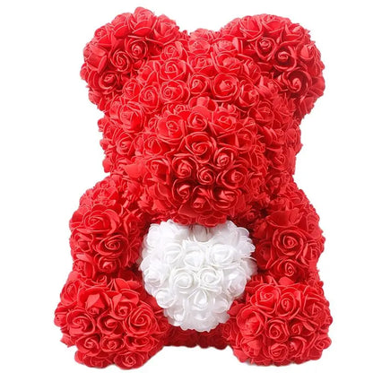 40/25cm Blue Rose Bear Heart Artificial Flower Rose Teddy Bear For Women Valentine's Wedding Birthday Christmas Gift