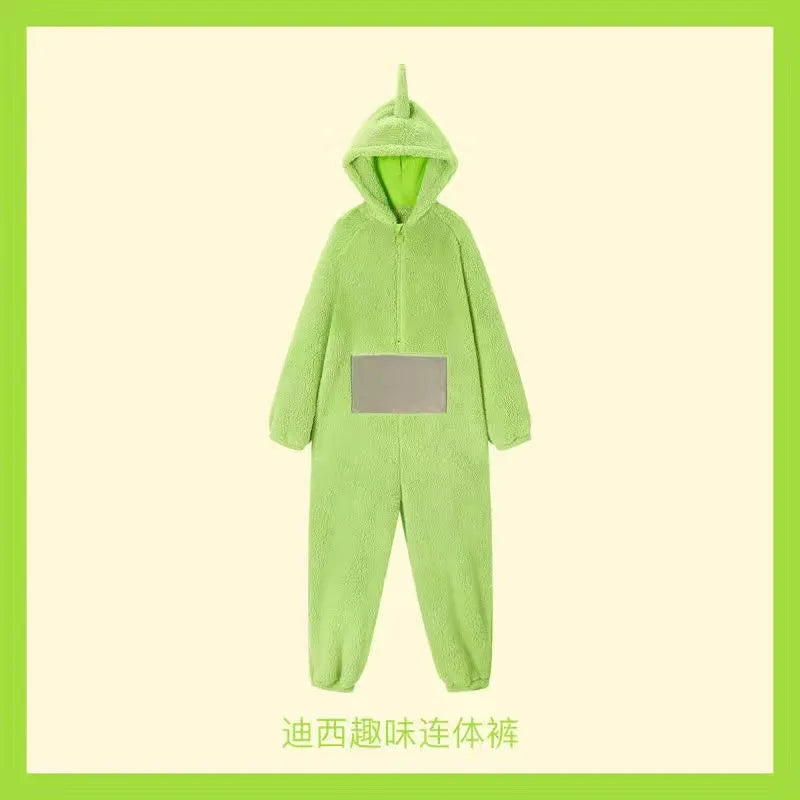 Kids Adult Teletubbies Costumes Soft Long Sleeves Piece Pajamas Costume Lala Home Clothes Cosplay Adult Unisex Party Wear