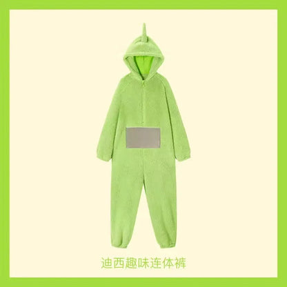 Kids Adult Teletubbies Costumes Soft Long Sleeves Piece Pajamas Costume Lala Home Clothes Cosplay Adult Unisex Party Wear