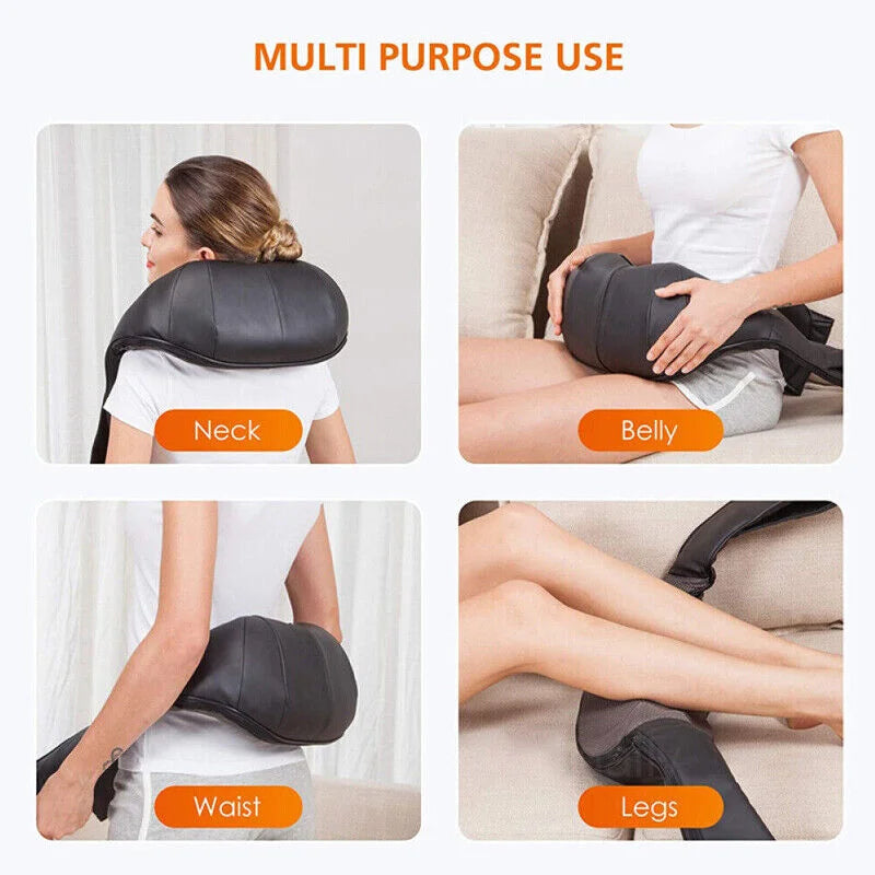 Electric Shiatsu Back Neck Shoulder Massager With Heat Kneading Body Car Home UK