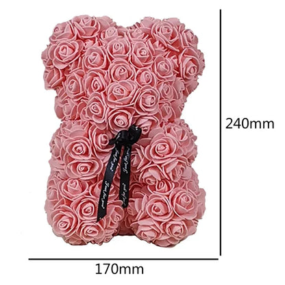 24CM Teddy Rose Bear Artificial Flower Rose of Bear Christmas Decoration for Home Valentines Women Gifts Support Dropshipping