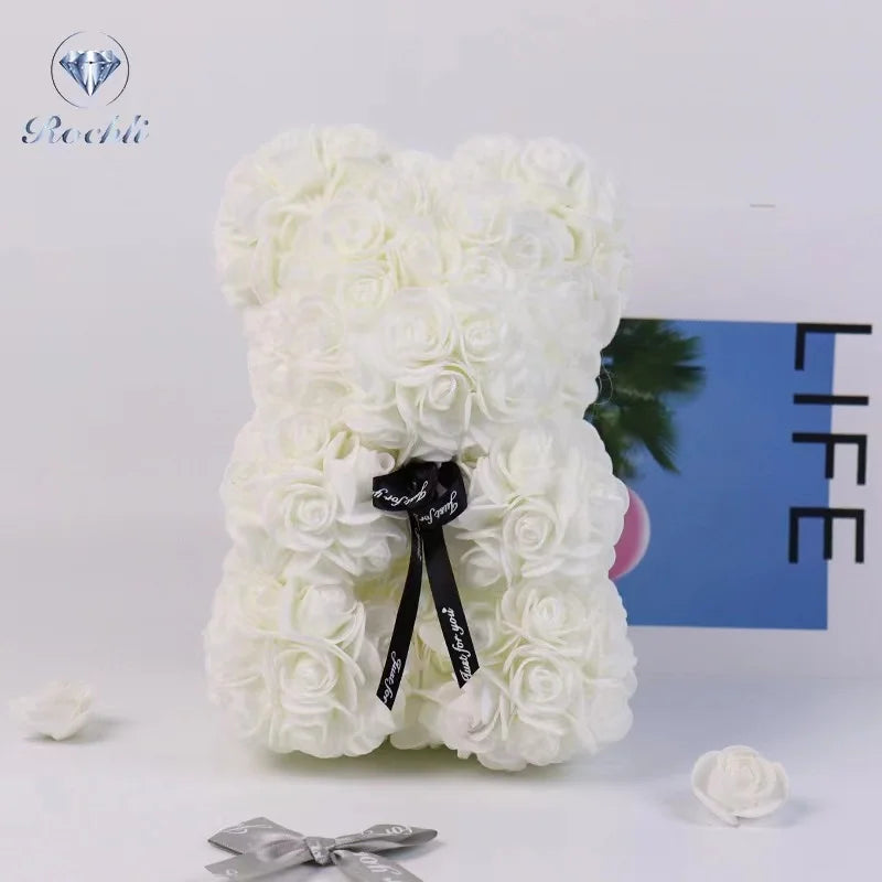 Artificial Rose Teddy Bear Rose Flowers Home Decor Valentine's Day Wedding Decora Anniversary 2024 Happy New Year(without box）