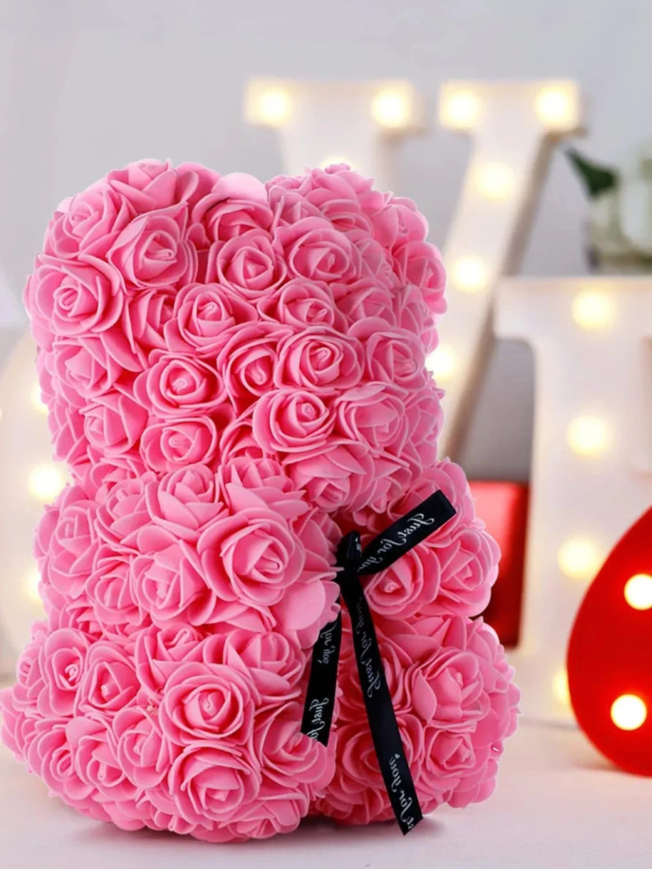 Artificial Rose Teddy Bear Rose Flowers Home Decor Valentine's Day Wedding Decora Anniversary 2024 Happy New Year(without box）