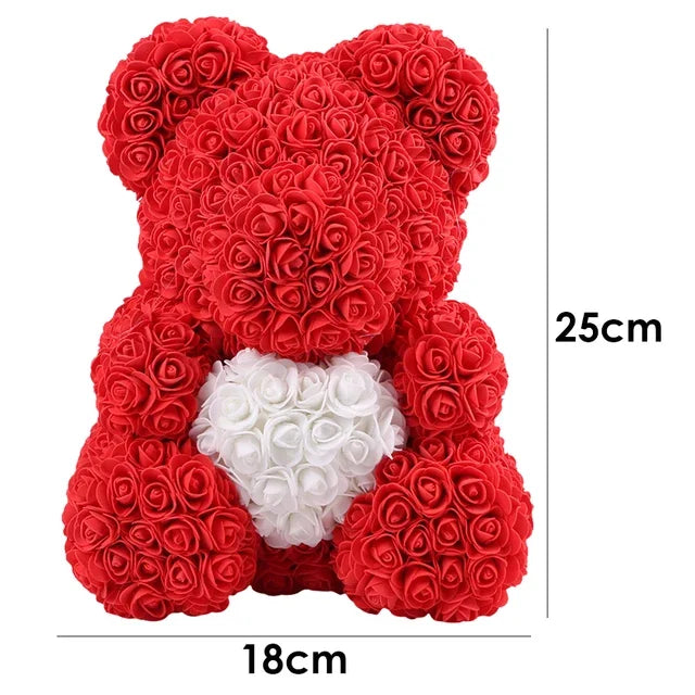 24CM Teddy Rose Bear Artificial Flower Rose of Bear Christmas Decoration for Home Valentines Women Gifts Support Dropshipping